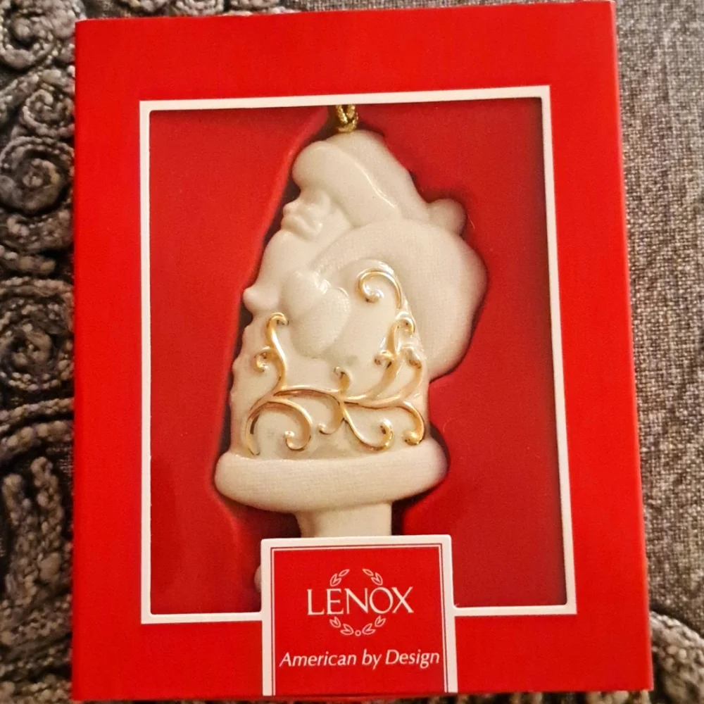 Lenox Golden Scroll Santa Ornament